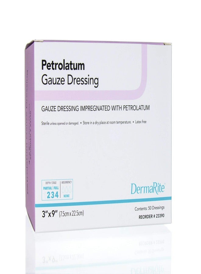 Dermarite Industries Petrolatum Gauze Dressing, 3x9, 50 Count